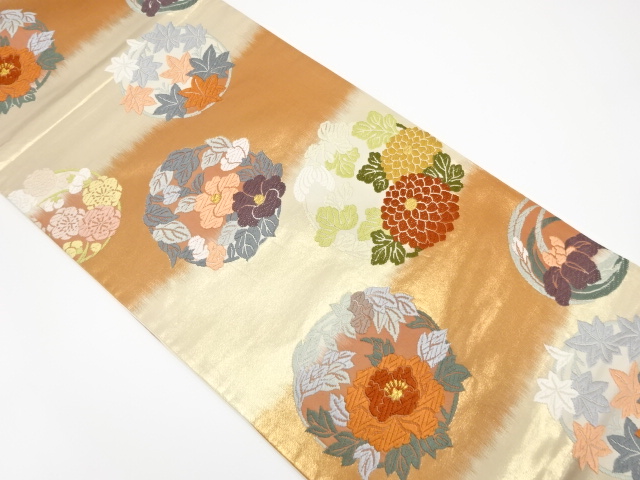 花模様織り出し袋帯